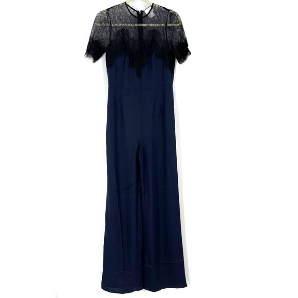 Anthropologie Foxiedox Nixie Lace Jumpsuit Navy Blue Women’s Small - Picture 2 of 9